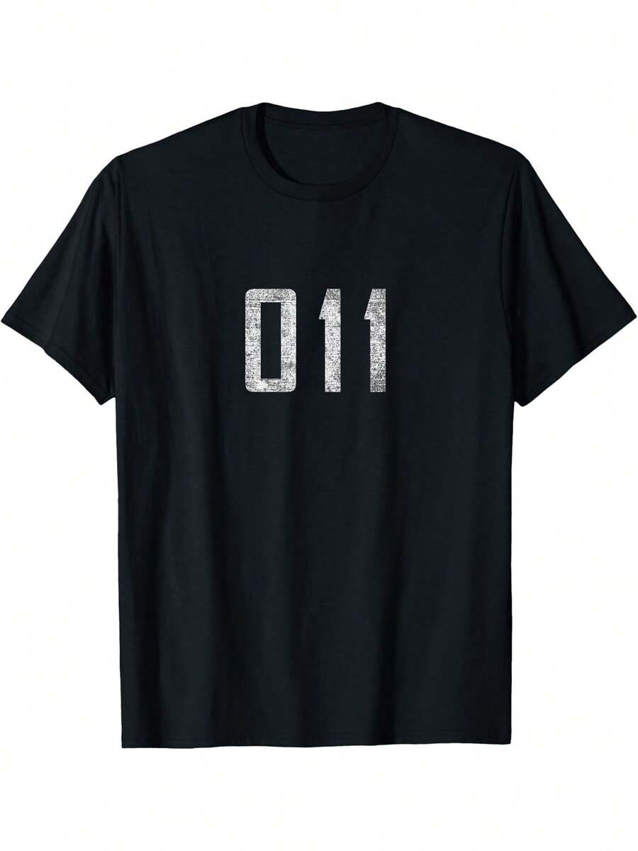 Stranger Distressed 11Eleven Unisex T-Shirt With Number 11 Graphic Print, Soft And Breathable Fabric, Casual Crew Neck, Short Sleeve, For Men And Women, Black, 11, Collectible Casual Clothing - 黑色 - 查看 1