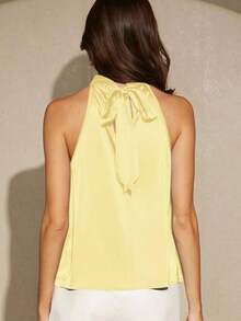Blusa holgada de unicolor de estilo minimalista, elegante y urbano para uso diario, con estilo romántico retro de los 90, adecuada para Navidad, Año Nuevo, San Valentín, fiestas, playa, graduación, moda, carnaval, vacaciones, invitados de boda, br - Amarillo - Ver 2