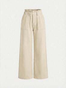 Chica adolescente Jeans con bolsillo oblicuo de pierna ancha - Albaricoque - Ver 5