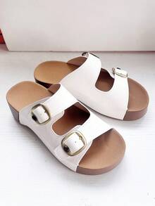 Women's Platform Wedge Sandals, Open Toe Strap Slides, Fashionable Versatile Beach Slippers For Summer - White - View 7