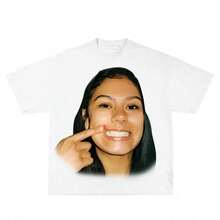 Vintage Graphic T-Shirt Inspired By Karrahbooo, Thick Cotton, 90s Basketball Style, Hip Hop Style, Y2K Aesthetic, Classic Retro, Big Face Celebrity T-Shirt WCEJ - 白色 - 查看 12