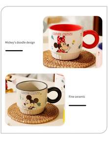 Bộ cốc sứ xếp chồng 330ml hình gia đình Mickey và Minnie của Disney, cốc cà phê/nước chịu nhiệt tráng men dưới lớp men, bộ quà tặng lễ hội cho gia đình. - Nhiều màu - Xem 6
