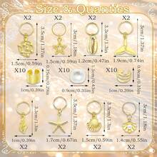 46pcs Set Aksesori Rambut Boho Emas, Bintang Laut, Kerang, Cincin Rambut, Aksesoris Rambut Dreadlock, Kepang, Liontin, Perhiasan Rambut Hippie Y2K untuk Wanita, Jepit Rambut, Jepit Cakar - MultiWarna - View 2