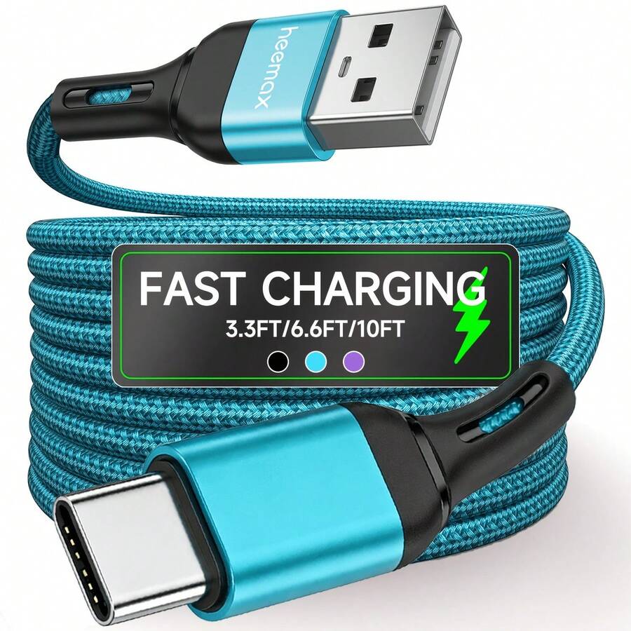 Cabo de Dados USB-A para Tipo-C com Carregamento Rápido Máximo de 60W, Compatível com Samsung S24 S23 Ultra S22 S21 Series, Compatível com iPhone 15/16/17, Compatível com Todos os Dispositivos com Interface USB-C - Multicolorido - Visão 1