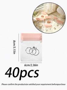 20 cái/40 cái/100 cái túi khóa kéo PVC trong suốt chống oxy hóa cho trang sức, túi nhựa 46 gauge để đóng gói nhẫn và phụ kiện trang sức, túi đựng bông tai và đồ trang trí, 2 cái hộp lưu trữ trên bàn, túi đựng trang sức, kệ tổ chức đa năng trên bàn - EVA màu hồng - Xem 31