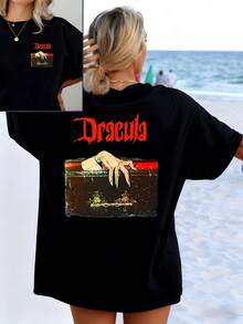 A Pale Hand Emerging From An Ancient Chest Symbolizes Hidden Mystery And The Allure Of The Unknown, Conveying Strength And Elegance. Women's Double-Sided T-Shirt With A Modern, Casual Artistic Print - 黑色 - 查看 8