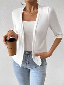 Chaqueta regular para mujer, cárdigan de verano - Blanco - Ver 1