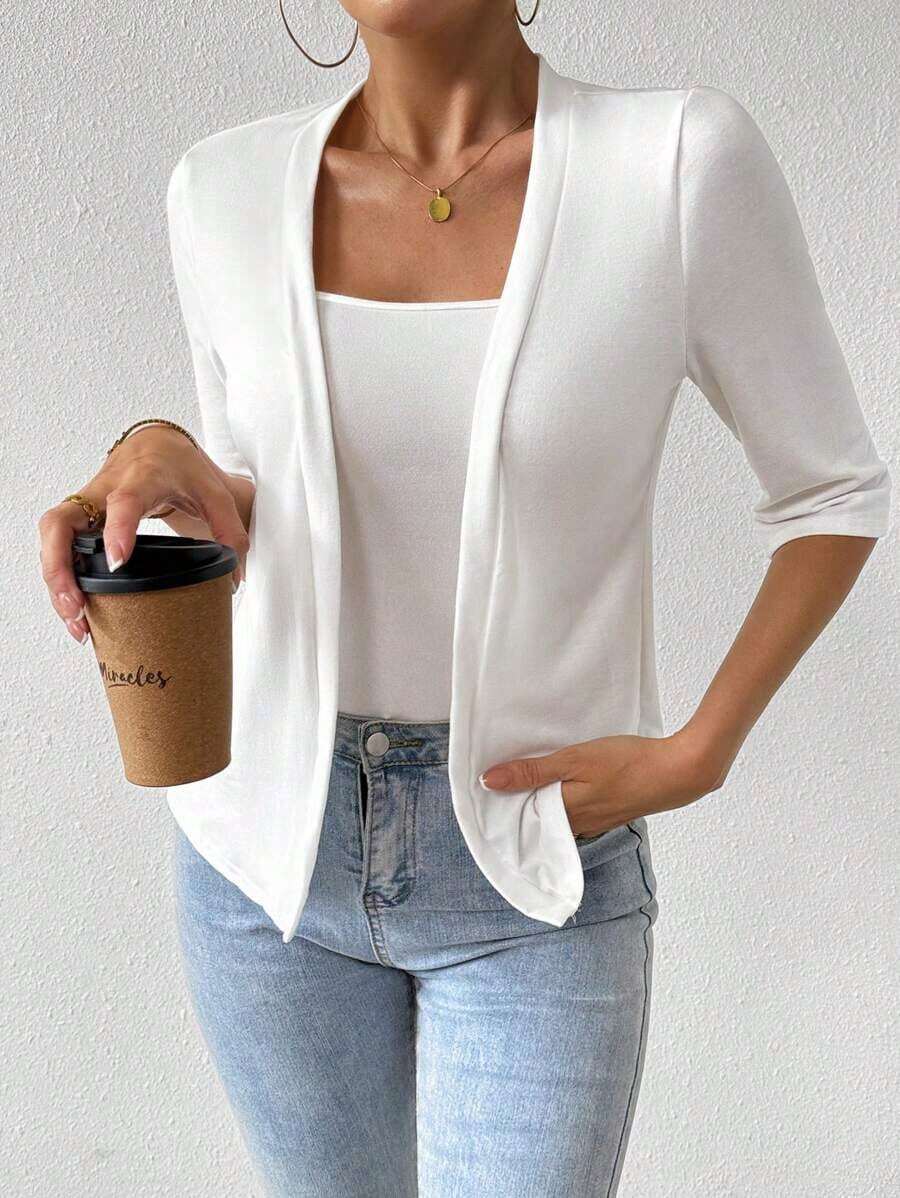 Chaqueta regular para mujer, cárdigan de verano - Blanco - Ver 1