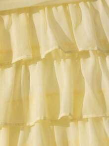 Aveloria Revavyn Vestido mini elegante de mujer con escote en V, mangas abullonadas, cintura con volantes y bajo con volantes de gasa - Amarillo - Ver 6