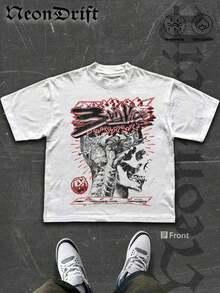 Camisetas unisex casuales de primera calidad, estilo Y2k, regalos divertidos para Halloween, Navidad y Acción de Gracias, con estampados originales. Camisetas de manga corta de algodón puro para hombre, cómodas y transpirables, ideales para uso casual al aire libre y en la calle, con cuello redondo. Una marca de moda de alta calidad, un regalo sorpresa para familiares y amigos. - Blanco 2 - Ver 2