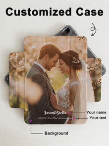 GIIPPA Funda protectora personalizada con foto, funda protectora de tableta plegable con doble hebilla desmontable, compatible con todos los modelos de iPad Pro/Air/Mini 2020-2026, accesorios para tableta, foto personalizada + nombre + aniversario, regalo de aniversario, regalo de graduación, regalo de vacaciones, regalo de aniversario de boda, regalo del Día de San Valentín, regalo de cumpleaños, regalo del Día de la Madre, regalo del Día del Padre, regalo para el mejor amigo, regalo para el novio, regalo para la novia - Multicolor - Ver 1