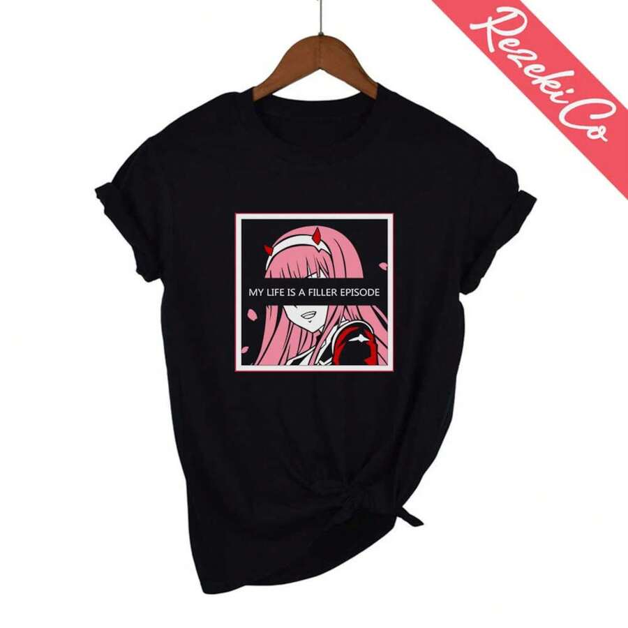 My L1ife Is A Filler Episode Zero Two T-Shirt Harajuku Darling Kawaii Gift T-Shirt UniS1ex Gift T-Shirt220g Cla-Ssic Cotton T-Shirt - UniS-Ex - The Shirt You A-Lways NeededSuitable For All People, Whether WoM-En Or M-Enhigh-Quality Durable Fabric Suitable For All Seans,Ft To The Touch But Built To LastBreathabletops WoM.En Fall OutfiT.S For WoM.En VaC.Ation OutfiT.S WoM.En Easter, St. Patrick's Day Costume - 黑色 - 查看 1
