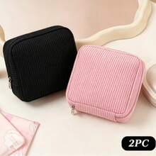 Bolsa de almacenamiento de tampones sanitarios multicolor, bolsa de almacenamiento de compresas sanitarias rosa, gran capacidad, bolsa de almacenamiento simple y portátil adecuada para tampones sanitarios, compresas sanitarias y bragas. Es un artículo imprescindible para las chicas. Es una buena opción para bolsas de maquillaje, viajes - Color sólido - Ver 11