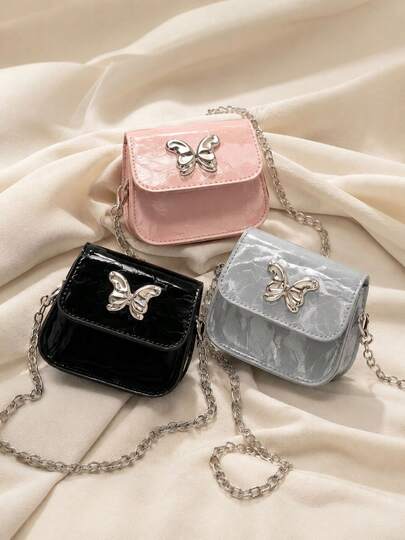 Luxury Mini Lipstick Crossbody Bag, Featuring Exquisite Butterfly Elements And High-End Metal Chain Design. The Appearance Instantly Elevates The Atmosphere. This Compact And Refined Bag Is Specially Designed To Hold Lipstick, Small Cosmetics, Coins And Cards. Suitable For Daily Wear, Dates, Parties, Casual Shopping And Nights Out, Ideal For Young Girls. Crafted With Refined Workmanship.