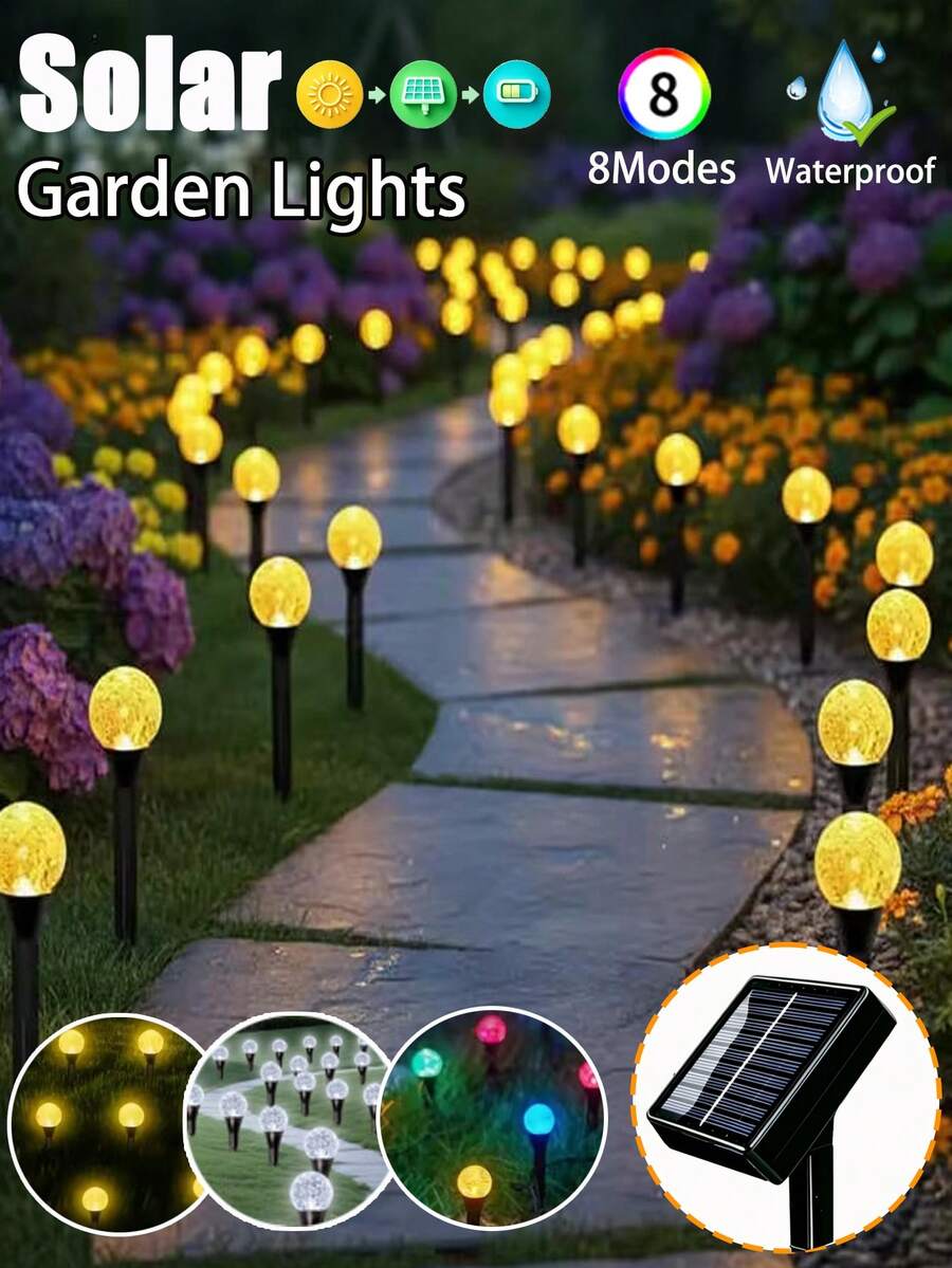 20/30 LED Solar Powered Garden Lights, Solar Crystal Ball Lawn Lamps, Waterproof 8 Lighting Modes Solar Bubble Ground Lights Flashing For Yard, Wedding, Party, Patio, Outdoor Camping Decor (Multi-Color/Warm White/White) - Bubble Ball Ground Light - View 1