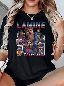 Players Celebrating The Passion Of Football With Energy And Pride, Representing The Team's Sporting Spirit In Every Move. Comfortable, Modern, Casual Women's T-Shirt For Sports Fans. - 黑色 - 查看 8
