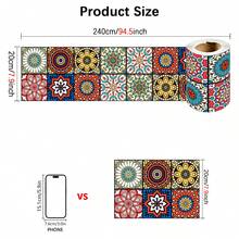 1 rollo de papel tapiz autoadhesivo, pegatina de pared plana con patrón de mandala vintage, pegatina de borde, pegatina de zócalo, adecuado para el hogar, la cocina, la habitación, la pared, la decoración del zócalo - 1PC - Ver 10