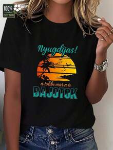 Funny T-Shirt For Hungarian Pensioner Women - Graphic Design Nyugdijas! A Tobb Mara U Botok - Soft And Breathable T-Shirt For Everyday Wear - Lightweight Women's Top - Funny Gift For Retired Ladies - White Design With Colorful Text, Retirement Gifts, Humorous Graphic T-Shirt, Comfortable, Geometric Pattern, Pure, Crew Neck, Relaxed Cut, Funny Design, Lightweight Fabric, Printed T-Shirt, Humor Lovers, Funny Cow Quote, Women's T-Shirt With 100% Cotton - 黑色 - 查看 1