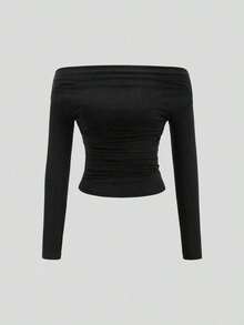 de 3 piezas Blusa corta de manga larga y hombros descubiertos para mujer, cómoda y amigable con la piel, ajuste ceñido - Multicolor 15 - Ver 3