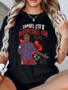 Image Of A Fiery Lion Symbolizing Strength, Pride And Passion, Inspired By The Energy Of Sport And Self-Improvement. Modern Women's T-Shirt, Comfortable For Everyday Wear. - 黑色 - 查看 1