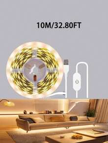 USB Powered LED Strip - Flexible Bendable LED Light Strip, Plug And Play, Touch Switch, Long Press To Adjust The Brightness, Easy Installation With Adhesive, Can Be Cut,Used For Cabinets, Bathroom Cabinets, Home, Wardrobes, TV Backlight, Lighting Atmosphere, Suitable For Home, Wedding, Kitchen, Cabinet, Under Cabinet Lighting - Compatible With Computer, Tablet, Power Bank Ports And Home Decoration - White - View 12