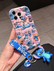 Disney Lilo And Stitch Phone Case : 3D Fluffy Pattern Border Protector Phone Soft Phone Case With A Free Cute Stitch Bracelet Chain Lanyard, Stitch, Lilo, Angel, For Apple 17 Promax 17 Pro 16 15 14 13 12 11 Pro Max XS Max X XR Soft Cover Summer Phone Case - 白色 - 查看 3