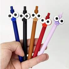 5/10pcs Creative Big Eye Clown Series Retractable Ballpoint Pens, Candy Color Barrels With Black Ink Refills, Smooth Writing, Interesting Creative Gift Stationery Suitable For Students And Office Use - Sets - View 4