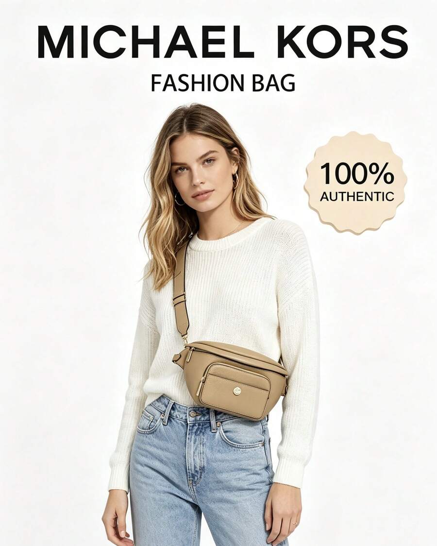 Michael Kors Túi đeo chéo MK Maisie, túi đeo hông, túi đựng đồ, túi đeo thắt lưng. - Lạc đà - Xem 1