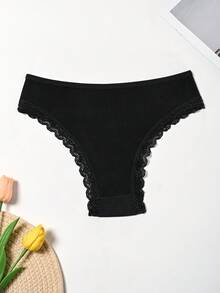 4件組女款蕾絲飾邊薄款白色舒適柔軟羅紋內褲 - 彩色 - 查看 5