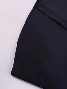 Blusa de unicolor de manga larga con cuello abotonado, elegante para la oficina y el transporte, negro primavera - Negro - Ver 4