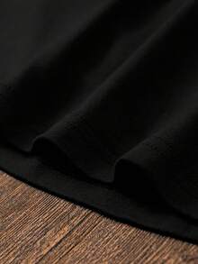 Camiseta de manga corta ajustada y transpirable con estampado de letras clásicas - Cuello redondo, estilo casual de verano y para uso diario, lavable a máquina, versátil para usar en capas en todas las estaciones - Top casual minimalista y elegante para - Negro - Ver 3