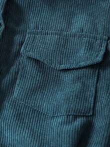 Women's Plain Drop Shoulder Long Sleeve Single Breasted Cargo Pockets Casual Jacket Fall Winter Cloth For Women - Teal Blue - View 11