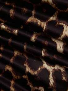 Top bandeau fruncido con estampado de leopardo y bufanda para mujer - Multicolor 2 - Ver 6