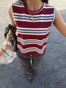 Camiseta de tirantes casual a rayas para mujer - Multicolor 3 - Ver 6