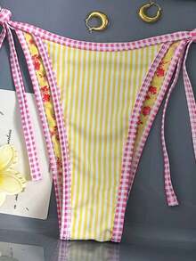 Conjunto de bikini de 2 piezas con estampado floral diminuto y escote halter para vacaciones y playa - Multicolor 5 - Ver 7
