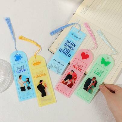 Twisted Love/Lies/Games/Gate Color Double-Sided Acrylic Male And Female Dark Romantic Acrylic Bookmarks, Book Page Markers For Novel Enthusiasts And Readers, Valentine's Day Birthday Gifts.