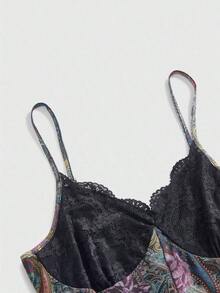 ROMWE Fairycore Vestido mini con tirantes finos, de corte holgado, con estampado floral bohemio, romántico y gótico para mujeres - Multicolor 2 - Ver 2