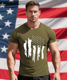 Camiseta KESIHAN con la Bandera Americana, Camiseta Patriótica para Hombre, Cuello Redondo, Estilo Casual, Diseño Vintage del 4 de Julio ZEPA - Negro - Ver 5