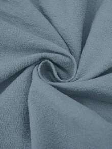 Vestido corto elegante de mujer con cuello en V, volantes, cintura y línea A, con estampado de lunares marrones y hombros descubiertos - Azul - Ver 9
