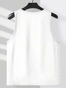 VIVINTIMO Men's Lightweight Knitted Tank Top With Hawaiian Palm Tree And Letter Print, Summer, White, Standard Size, Holiday - kích cỡ - Xem 3