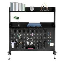 CNCEST Desk Pegboard, Clamp On Desk Organizer Shelf, Desktop Bookshelf Storage Shelves, Privacy Panel For Home Office Dorm Gaming Desk, Carbon Steel, 39.4" X 37.4", Black - 黑色 - 查看 3