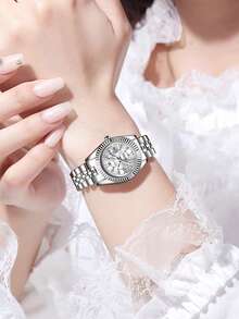 Luxury Design Fashion Exquisite Quartz Watch With Calendar Function, Suitable For Wedding Celebration, Gifts, Company, Annual Meeting, Employee Gifts, Daily And Formal Occasions, Birthday Gifts And Holiday Gifts, Anniversary. (Excluding Gift Box) - White - View 3