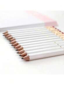 1/5/10pcs White Small HB Hexagonal Pencils With Erasers, 10cm Long, Suitable For School, Office, Gifts, Weddings, Back To School, Small Gatherings, Bridal Parties, Etc. - Multicolor - View 3
