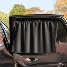 2Pcs Universal Car Privacy Side Window Sunshade, No Drilling Required Car Partition Curtain, Sun Protection Heat Insulation Blackout Curtain, Front And Rear Row Privacy Screen, Car Interior Partition Curtain, Suitable For Self-Driving Tours, Travel, Napping, Car Interior Accessories - Black - View 2