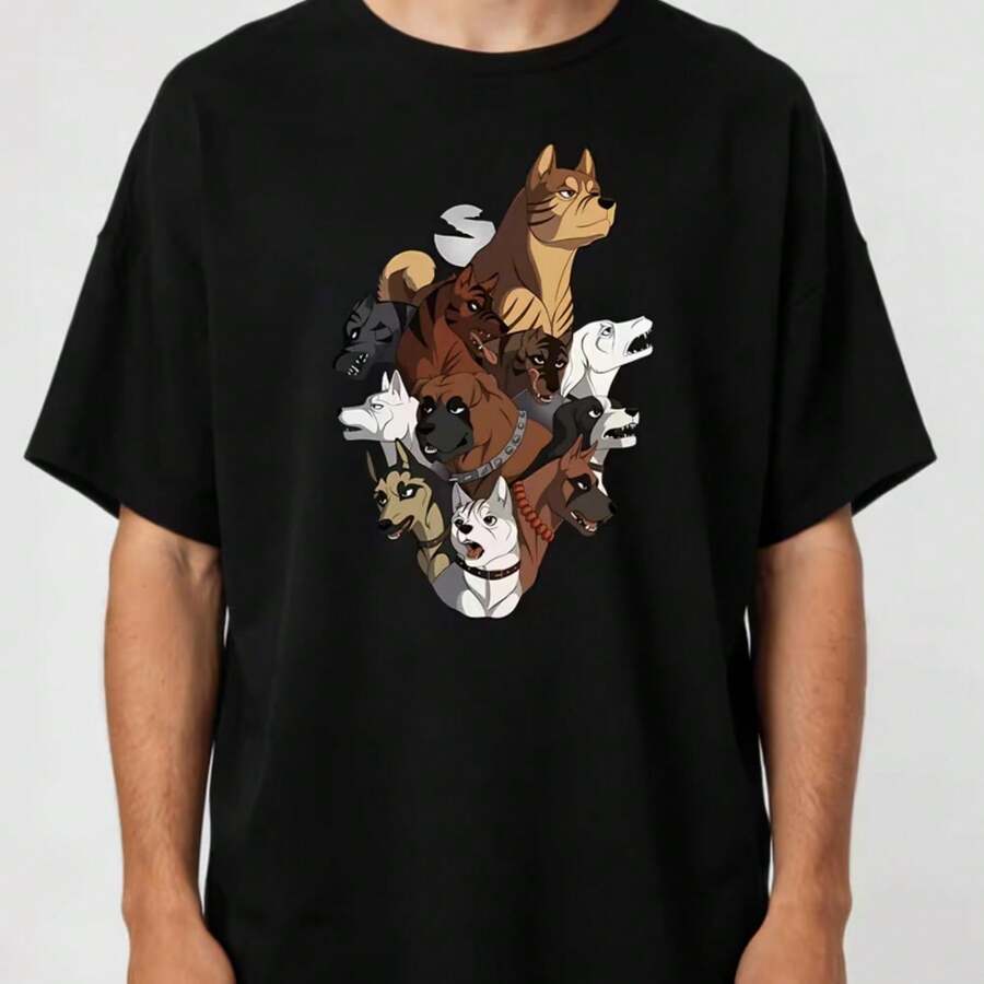 Printed T-Shirt For Men And Women - 黑色 - 查看 1