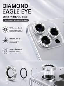 VINA GLASS-4 In 1 Ultra HD Blank Anti-Peep Mobile Phone Screen Protector With 1 Set Rhinestone Eagle Eye Camera Lens Protector,Compatible With IPhone Screen Protector, Phone Accessories, Waterproof Phone Case, Compatible With IPhone Accessories - Black Privacy Screen - View 3