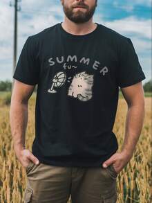 Fun Summer Graphic T-Shirt - Mexican Hat And Cactus Design With The Phrase "I'M Sending From Mexico", Casual Short Sleeve Crew Neck T-Shirt With Slight Stretch, Regular Fit, Breathable For Beach, Sports And Casual Wear - Comfortable For All Seasons - 黑色 - 查看 1