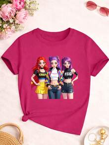 Camiseta de manga corta para niños con estampado de K-Pop, 120-170 cm, cuello redondo, recuerdo para fanáticos de K-Pop, transpirable y lavable a máquina - Negro - Ver 11