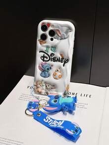 Disney Lilo And Stitch Phone Case : 3D Fluffy Pattern Border Protector Phone Soft Phone Case With A Free Cute Stitch Bracelet Chain Lanyard, Stitch, Lilo, Angel, For Apple 17 Promax 17 Pro 16 15 14 13 12 11 Pro Max XS Max X XR Soft Cover Summer Phone Case - trắng - Xem 5