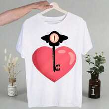 Camiseta de hombre Alastor de Hazbin Hotels, camiseta con estampado lindo, camiseta de moda para hombres, tops casuales de manga corta - Negro - Ver 1